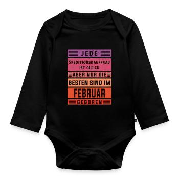 Spediteur Geburtstag Februar geboren - Baby Bio-Langarm-Body - Schwarz - Vorne