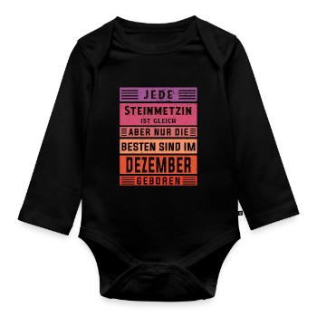Handwerker Geburtstag Dezember geboren Steinmetzin - Baby Bio-Langarm-Body - Schwarz - Vorne
