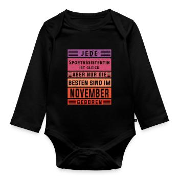Co-Trainer Geburtstag November geboren - Baby Bio-Langarm-Body - Schwarz - Vorne