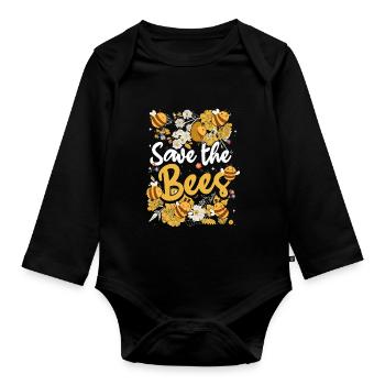 Sauvez les abeilles Apiculteur abeille douce et abeilles - Body Bébé bio manches longues - noir - Devant