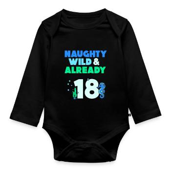 18 Jahre Geburtstag Seepferd - Baby Bio-Langarm-Body - Schwarz - Vorne