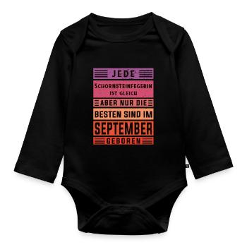 Kehrer Geburtstag September geboren - Baby Bio-Langarm-Body - Schwarz - Vorne