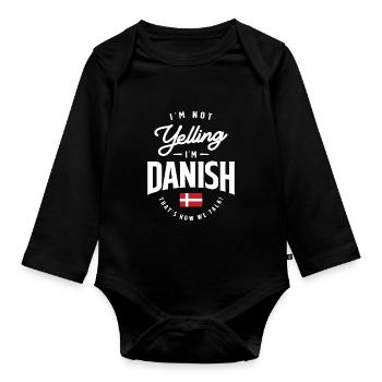 Ich schreie nicht, ich bin Danish Funny Danish Pride - Baby Bio-Langarm-Body - Schwarz - Vorne