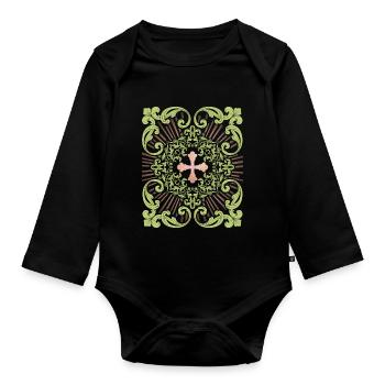 Jesus Cross, Jesus Christ Cross, Vintage Cross - Organic Longsleeve Baby Bodysuit - black - Front