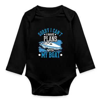 Malheureusement, je ne peux pas avoir de plans avec mon bateau - Body Bébé bio manches longues - noir - Devant