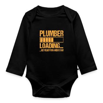 Plumber loading Plumber Training - Organic Longsleeve Baby Bodysuit - black - Front
