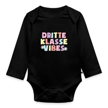 3. Klasse Vibes Schulkind 3. Klasse - Baby Bio-Langarm-Body - Schwarz - Vorne