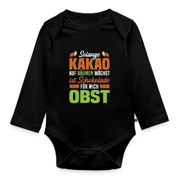 Kakao Schokoladen Liebhaber Obst Tafel Schokolade - Baby Bio-Langarm-Body - Schwarz - Vorne