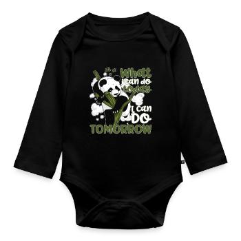 Panda Be More Panda Life is better with a - Organic Longsleeve Baby Bodysuit - black - Front