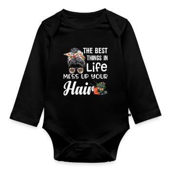Planting Gardening Harvest Flowers Lifestyle Ges - Organic Longsleeve Baby Bodysuit - black - Front