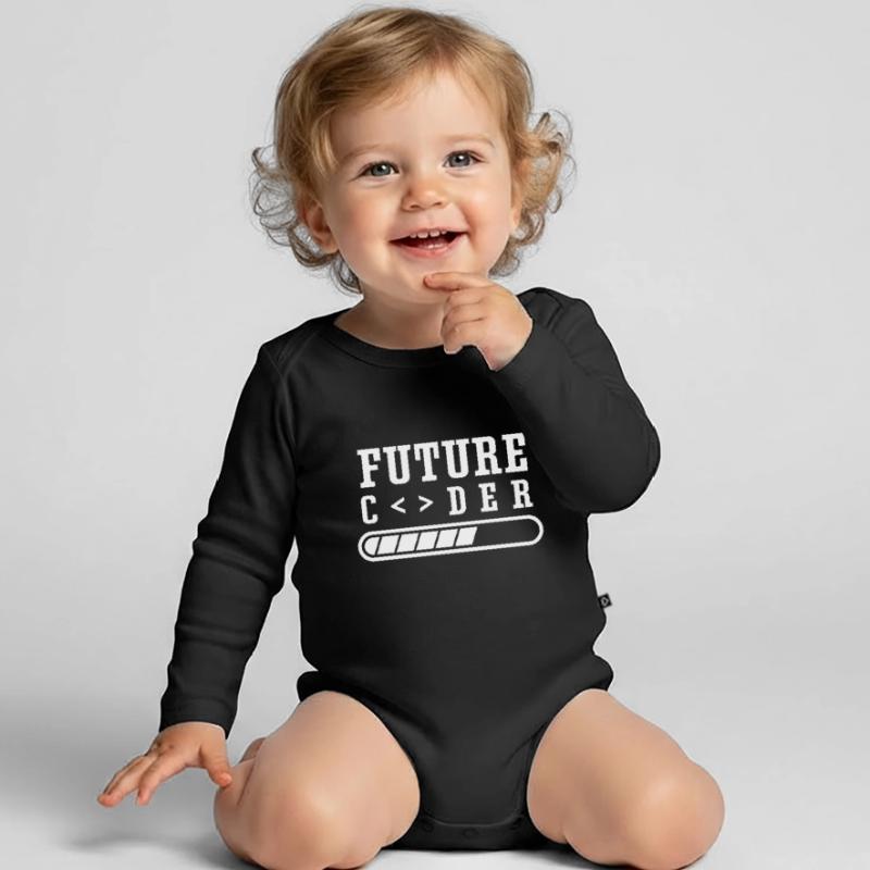 Zukünftiger Coder Programmierer Coding Code Baby Bio-Langarm-Body
