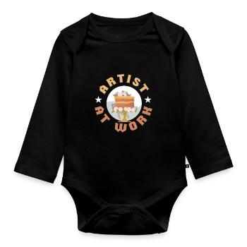 Artist At Work Backen Kuchen Cupcake - Baby Bio-Langarm-Body - Schwarz - Vorne