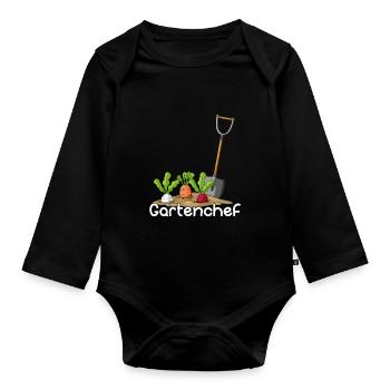 Gartenchef Gärtner Gartenarbeit Hobby Garten Desig - Baby Bio-Langarm-Body - Schwarz - Vorne