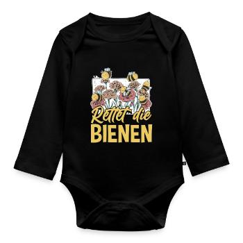 Rettet die Bienen Imker süßes Biene und Bienen - Baby Bio-Langarm-Body - Schwarz - Vorne