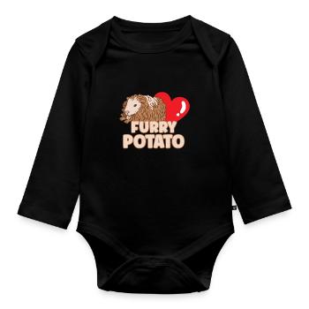 Idée cadeau de pomme de terre à fourrure pour les amateurs de cochon d’Inde - Body Bébé bio manches longues - noir - Devant