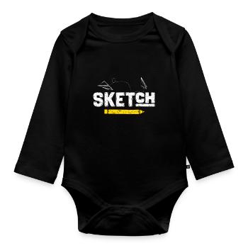 Sketch Drawing Art Artists - Organic Longsleeve Baby Bodysuit - black - Front