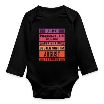 Laborant Geburtstag August geboren Pharmazeutin - Baby Bio-Langarm-Body - Schwarz - Vorne
