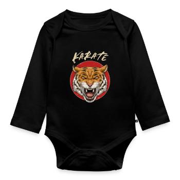 Karate Angry Tiger - Karate Japanische Kampfkunst - Baby Bio-Langarm-Body - Schwarz - Vorne