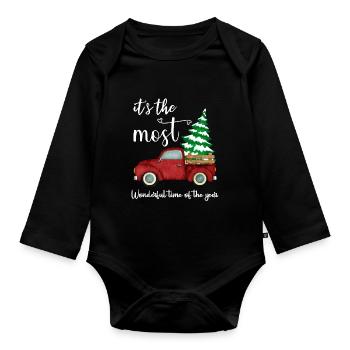 It's the most - Wonderful time of the year - Organic Longsleeve Baby Bodysuit - black - Front