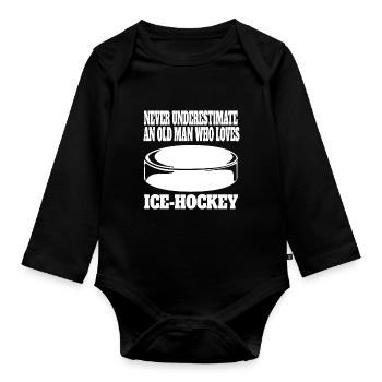 Sports d’hiver Hockey sur glace Hockey sur glace Cadeau d’équipe de hockey sur glace - Body Bébé bio manches longues - noir - Devant
