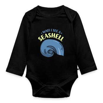 Waiting I See A Shell Collecting Shells - Organic Longsleeve Baby Bodysuit - black - Front