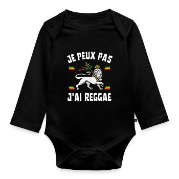 Je peux pas j'ai reggae - Body Bébé bio manches longues - noir - Devant