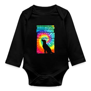 Dog Hippie Tie Dye - Baby Bio-Langarm-Body - Schwarz - Vorne