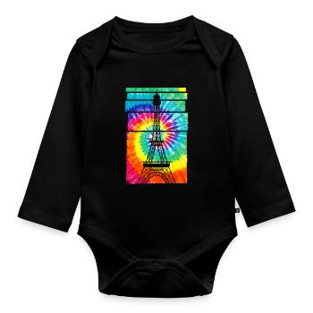 Paris Souvenir Eifelturm - Baby Bio-Langarm-Body - Schwarz - Vorne