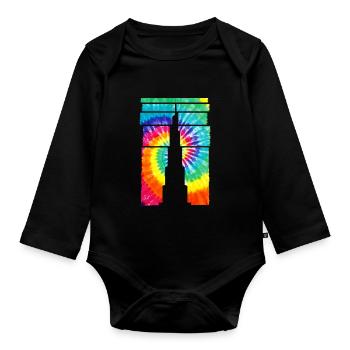 Dubaï Souvenir Burj Khalifa - Body Bébé bio manches longues - noir - Devant