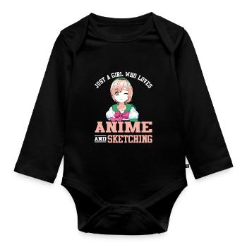 Just A Girl Who Loves Anime And Sketching Anime - Organic Longsleeve Baby Bodysuit - black - Front