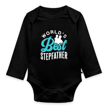 Der Beste Stiefvater Der Welt Stiefpapa Stepdad - Baby Bio-Langarm-Body - Schwarz - Vorne