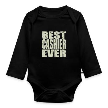 Best Cashier ever Cashier Gift - Organic Longsleeve Baby Bodysuit - black - Front