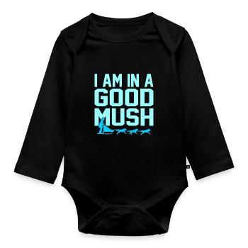 Sled Dog Race Dog Sled - Organic Longsleeve Baby Bodysuit - black - Front