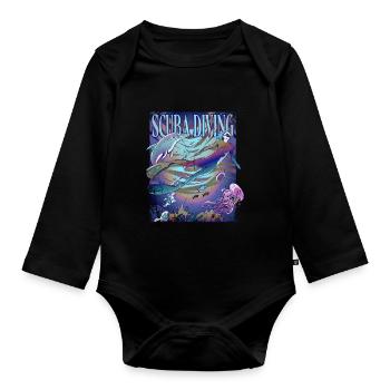 Apnea Diver Freediver Scuba Diver - Organic Longsleeve Baby Bodysuit - black - Front