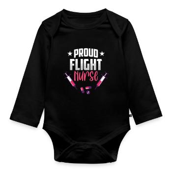 Stolze Flight Nurse Beruf Flugkrankenschwester - Baby Bio-Langarm-Body - Schwarz - Vorne