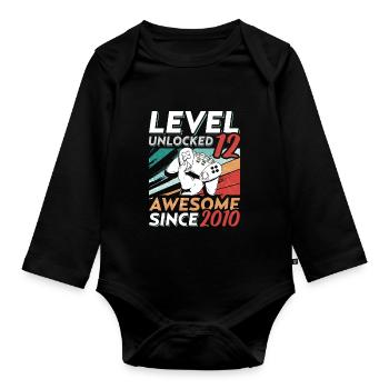 Level 12 Birthday 12 Year Old 2010 Gaming Video - Baby Bio-Langarm-Body - Schwarz - Vorne
