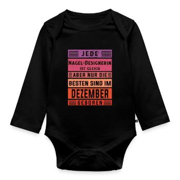 Nagelstudio Geburtstag Dezember geboren - Baby Bio-Langarm-Body - Schwarz - Vorne