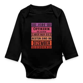 Optikerin Geburtstag Dezember geboren Handwerker - Baby Bio-Langarm-Body - Schwarz - Vorne