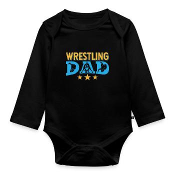 Wrestling Dad Ringkampf Ringer Ringen Wrestler - Baby Bio-Langarm-Body - Schwarz - Vorne