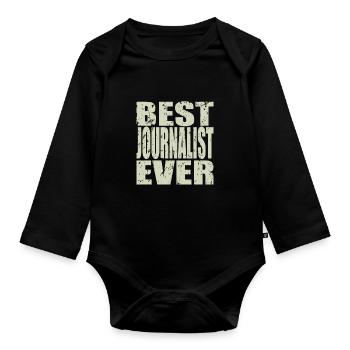 Meilleur journaliste de tous les temps Cadeau de journaliste - Body Bébé bio manches longues - noir - Devant