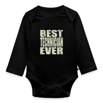 Meilleur technicien de tous les temps Cadeau de technicien - Body Bébé bio manches longues - noir - Devant