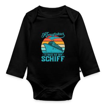 Kreuzfahrer zu Hause auf dem Schiff Kreuzfahrt Ur - Baby Bio-Langarm-Body - Schwarz - Vorne