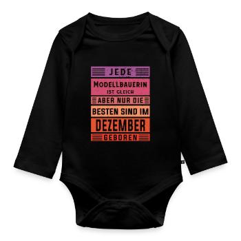 Technischer Geburtstag Dezember geboren - Baby Bio-Langarm-Body - Schwarz - Vorne