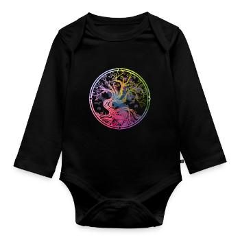 Yggdrasil Tree of Life Viking Nordic symbol - Organic Longsleeve Baby Bodysuit - black - Front