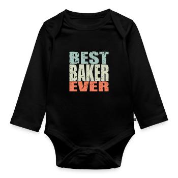 Best Bäcker ever Bäcker Geschenk - Baby Bio-Langarm-Body - Schwarz - Vorne