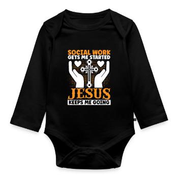 School Social Work Month Hands - Organic Longsleeve Baby Bodysuit - black - Front