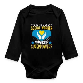 School Social Work Month Hands - Organic Longsleeve Baby Bodysuit - black - Front