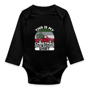 Funny Xmas PJ Truck Tree This is my Christmas - Organic Longsleeve Baby Bodysuit - black - Front