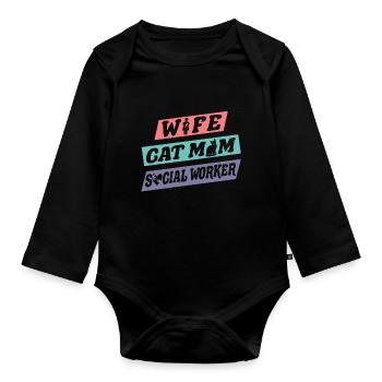 Mois du travail social à l’école Femme Chat - Body Bébé bio manches longues - noir - Devant