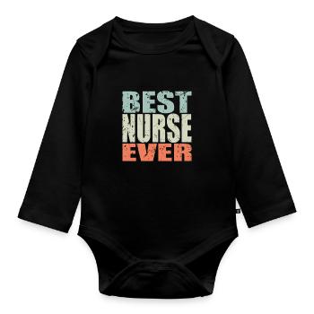 Best Nurse ever Nurse - Organic Longsleeve Baby Bodysuit - black - Front
